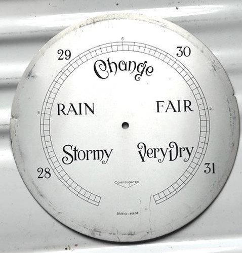Vintage metal barometer dial