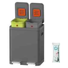 MBILLION KITCHEN DUAL STEP TRASH CANS STAINLESS STEEL GREY 15 LT