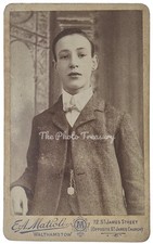 CDV WALTHAMSTOW YOUNG MAN POCKET WATCH CHAIN SUIT BOW TIE BY MATIOLI ANTIQUE 