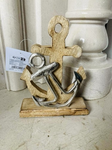 Metal anchor ornament wood - anchor,