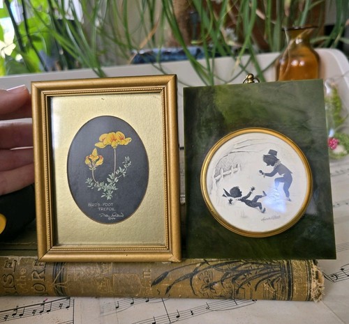 Vintage framed floral prints - prints, x