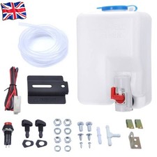 12V 1.2L Car Windshield Washer Reservoir Pump Bottle Kit w/ Hose Jets Universal