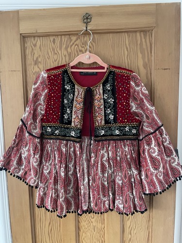 Zara red velvet - , embroidered