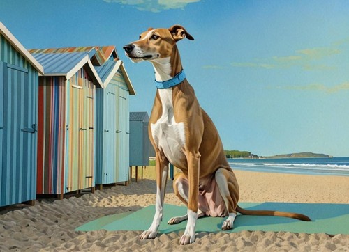 Greyhound whippet seaside - greyhound,