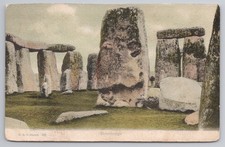 Stonehenge Vintage Postcard F G O Stuart Coloured View Wiltshire c1907 (231)