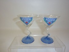 Elvis Presley Heartbreak Hotel Martini Cocktail Glass Crooked Stem x 2 - EX