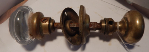 Antique glass knob brass - knob,,