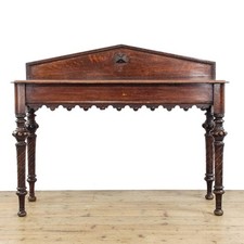 Antique Oak Gothic Style Hall Table (M-6385)