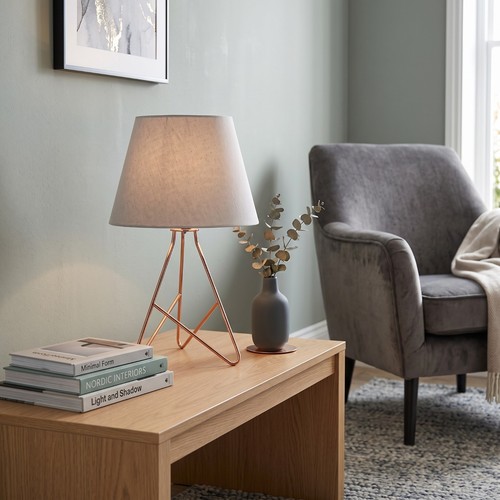 42cm tripod copper table lamp - table,