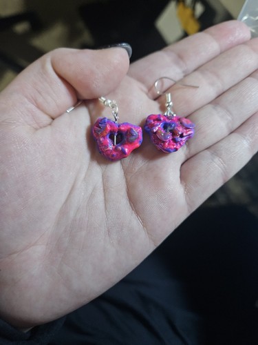 Donut cake heart earrings - donut,