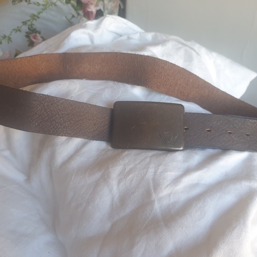 Vintage brown leather belt - leather,