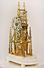 Rare Victorian Fusee Skeleton Antique Clock Sir Walter Scott Tribute Glass Dome