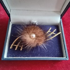 Vintage 50s Mink Fur Brooch