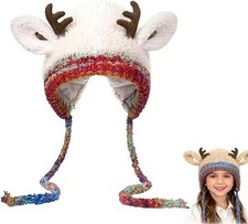 Creative Antler Hat & Bag 2-in-1 – Festive Reindeer Knitted Christmas Beanie UK~
