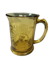 1937 Amber Glass Mug King George VI & Queen Elizabeth Vtg Coronation Ware