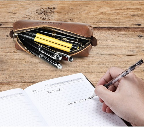 Vintage genuine leather pencil - genuine,