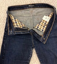 Aquascutum Denim Blue Jeans w/ Logo & Classic Checks Size 27