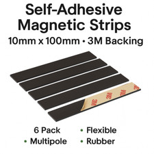 Self-Adhesive Magnetic Strips 10mm x 100mm Multipole 3M Backing 4 Or 10 Strips