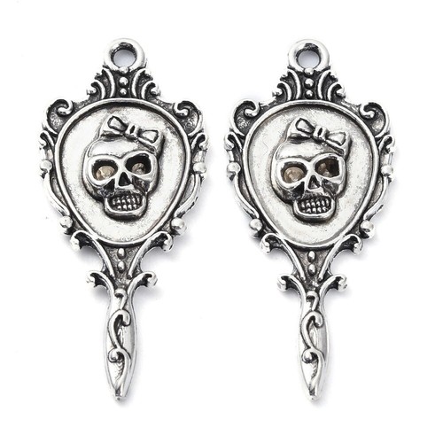Tibetan silver skull - silver,
