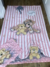 Vintage snatch the dog and friends pink single duvet cover and pillowcase