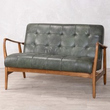 PINE GREEN LEATHER SOFA MID