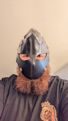 Leather larp helmet sca - leather,