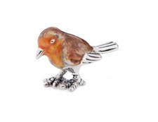 Saturno Silver and Enamel Robin - Fully Hallmarked Sterling Silver
