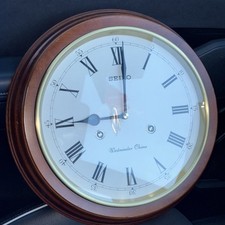 Seiko Dark Wooden Round Westminster Chime Quartz Battery Wall Clock 