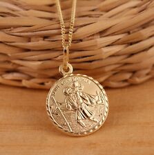 Gold Plated 925 Sterling Silver St Christopher 18mm Charm Pendant Necklace Boxed