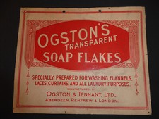 Original Ogston's Transparent Soap Flakes shop card Ogston Tennant  Aberdeen 