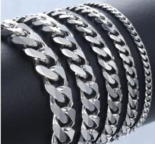 18-90cm Stainless Steel Silver Curb Link Chain Bracelet Necklace 10/8/6/4/3mm C5