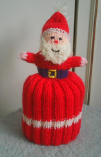 Doll toilet roll cover Santa hand knit with roll