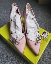 Ted Baker Women's pink satin high heels court shoes with sparkle size 6