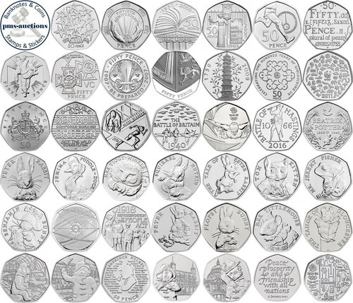 50p coins circulated - uk, &
