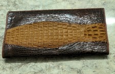 Genuine Crocodilian Bifold Long Wallet   Handmade Bought In 1980s Unused
