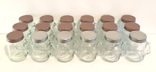 SET OF 18 MINI CLEAR MASON JARS ROSE GOLD SILVER LIDS WEDDING PARTY FAVOURS