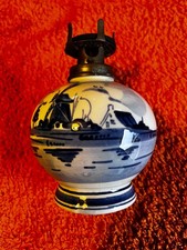 Vintage Collection of 4 x Miniature oil table lamps - Dutch Glazed and Metal 