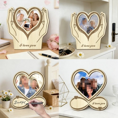 6x4 wooden photo - frame, heart