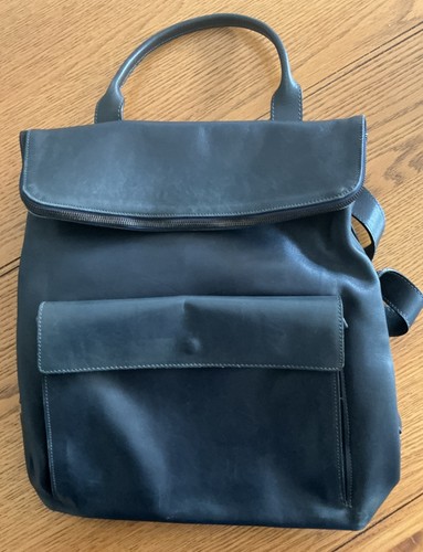 Navy blue leather - leather, backpack