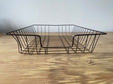 Vintage Brown Wire Office Letter Filing Tray Basket 80s Original Retro