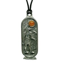Anubis God Pendant Cartouche Necklace Egyptian Moon Tie Cord Amulet Jewellery
