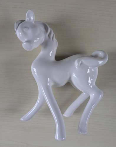 White ceramic horse figurine - ceramic,