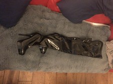 Sexy Black Faux Leather Fetish Thigh High Platform Mistress Boots Size UK 4