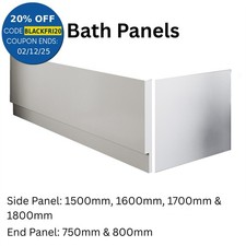 Modern High Gloss White Acrylic Bath Panel Bathroom Front Side End Many Sizes