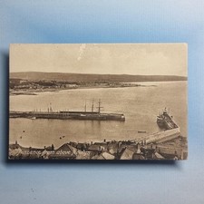 Penzance Postcard C1920 Cornwall Tall Ship At Harbour From Above Newlyn