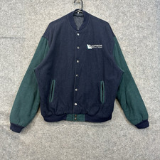 Gazprom Rally Team Bomber Jacket Mens XL Blue Varsity Wool Made In England VTG