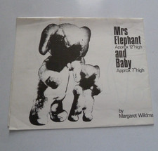 VINTAGE TOY SEWING PATTERN-MRS ELEPHANT & BABY-MARGARET WILDMAN