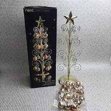 Next Christmas Small Metal Swirl Tree 20 Gold Soft Copper Baubles 40cm Assembled
