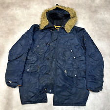 Alpha Industries Flight Jacket Men Large Extreme Cold Weather Parka Coat Navy