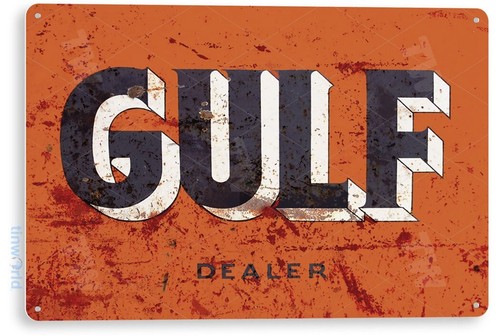 Tin sign gulf dealer - tin, oil
